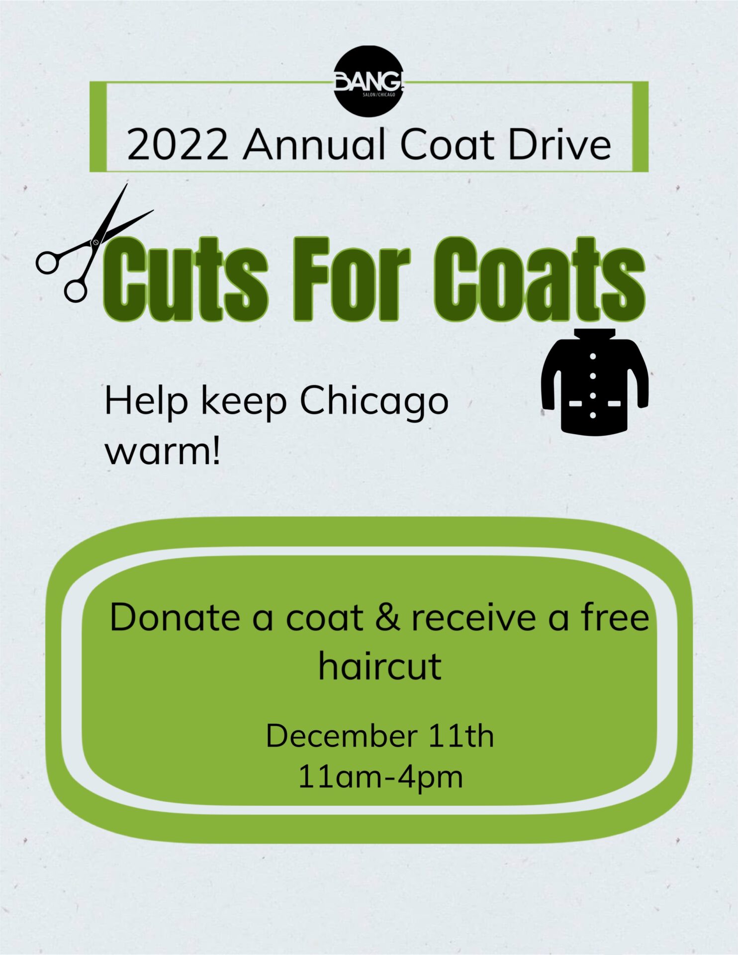 Cuts for Coats is Back! Donate a coat and get a free haircut!
